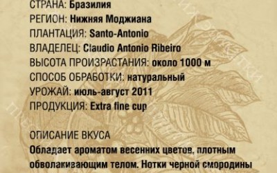 Этикетка 100% арабика светлой обжарки